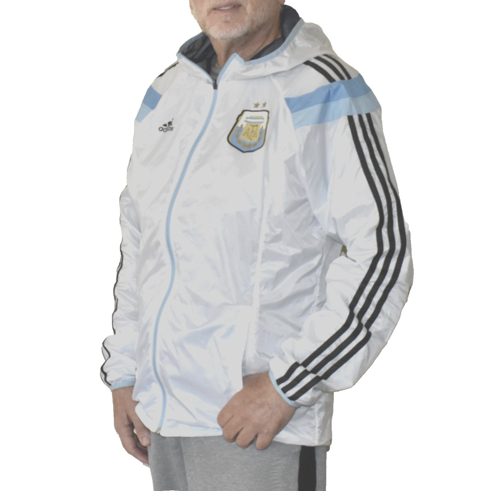 C0 Auth ADIDAS Argentina AFA World Cup 2014 Messi Era Hooded White Jacket Size L